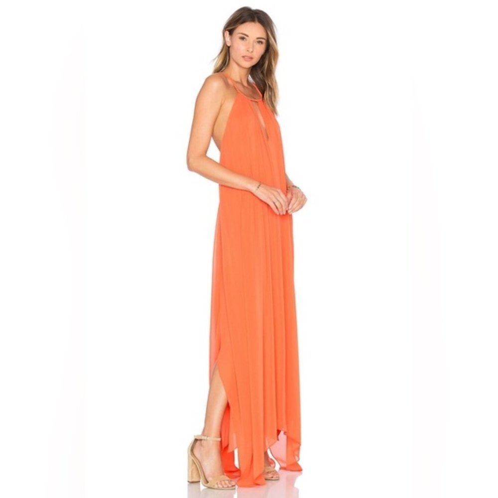 Alice + Olivia Jaelyn Orange Halter Dress w/ Braided Neckline SZ XS - Picture 1 of 9